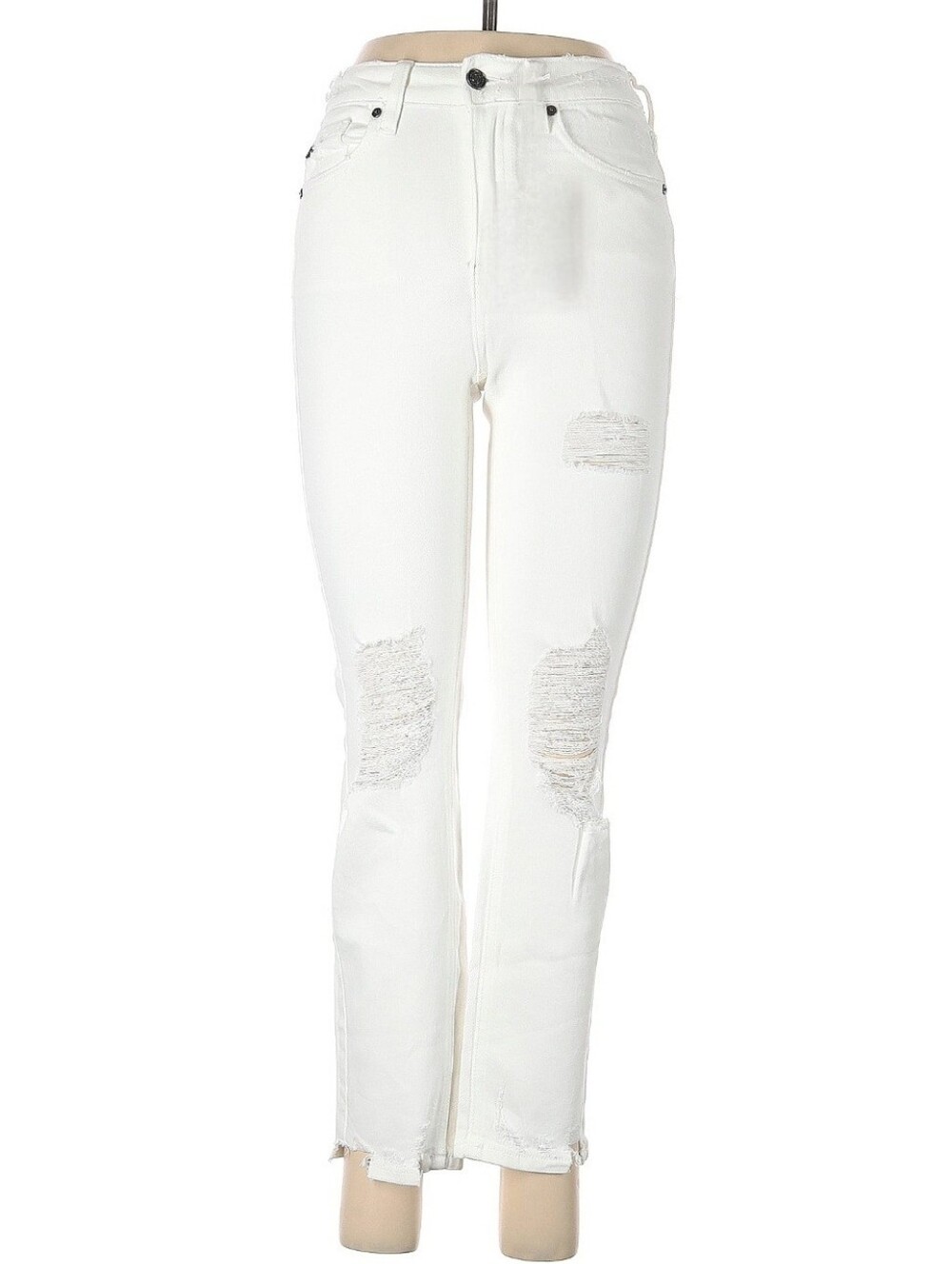 KanCan White Straight Leg Distressed Jeans